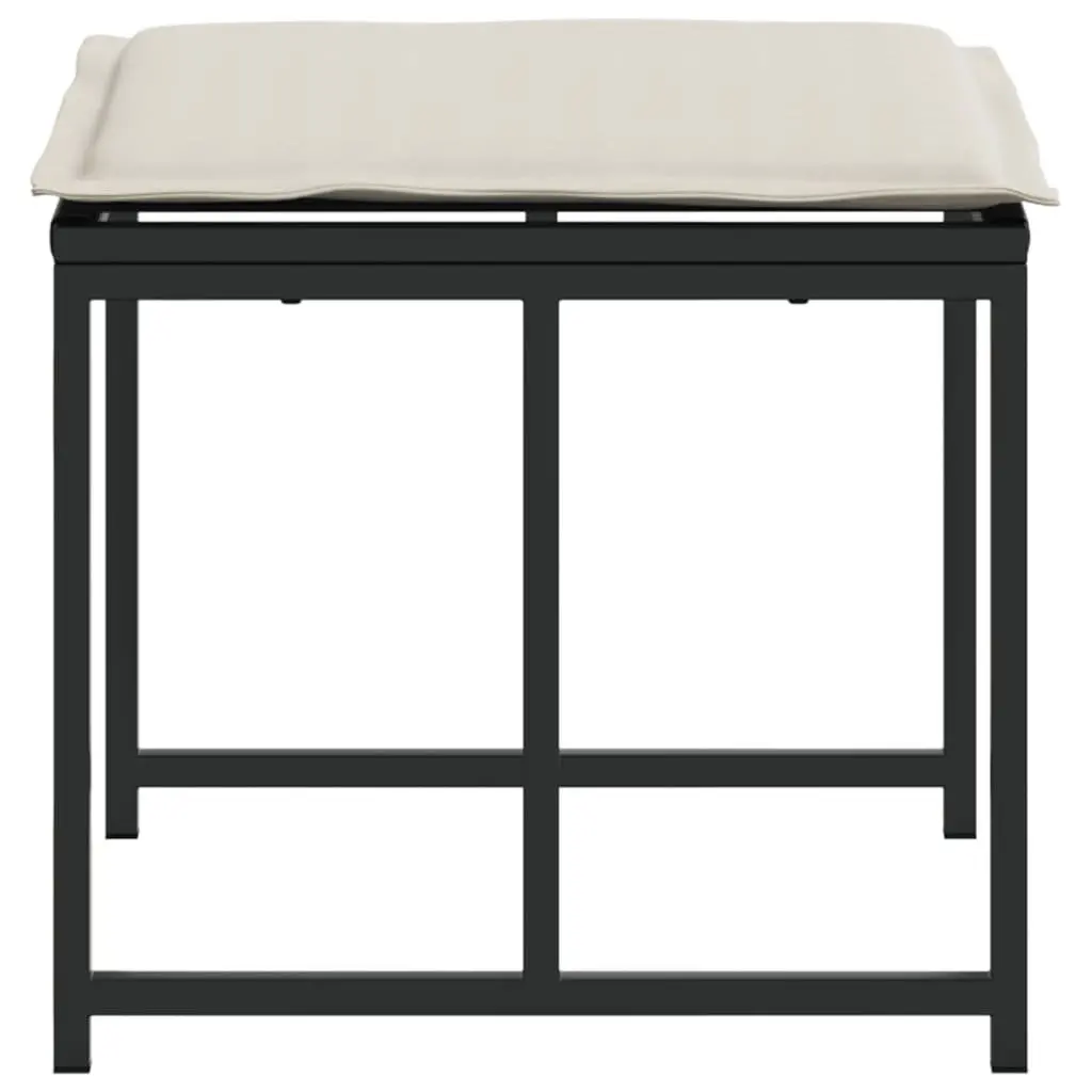 4-Piece Black Garden Stools with Cushions