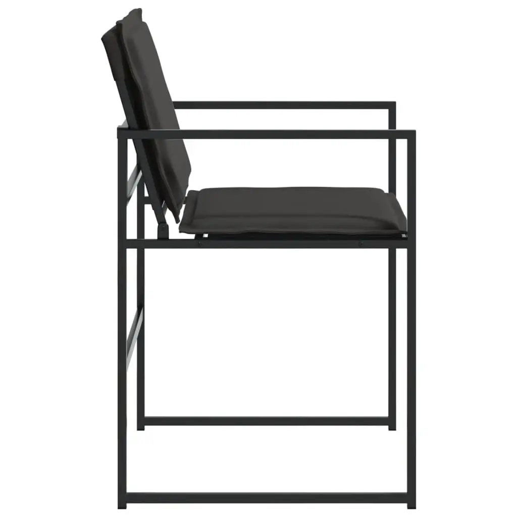 Black Steel Frame Outdoor Garden Chairs Set of 4