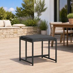 Black Steel Outdoor Garden Stools with Cushions Set of 4