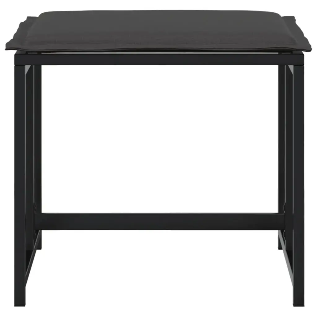 Black Steel Outdoor Garden Stools with Cushions Set of 4