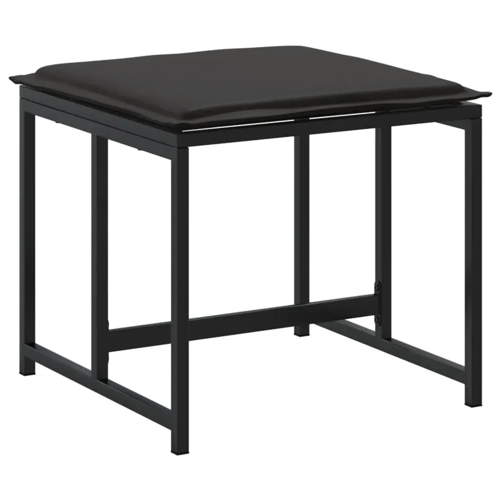 Black Steel Outdoor Garden Stools with Cushions Set of 4