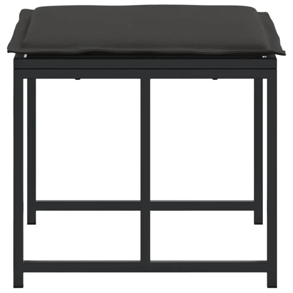 Black Steel Outdoor Garden Stools with Cushions Set of 4