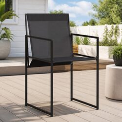 Durable Black Steel Textilene Folding Garden Chairs Set