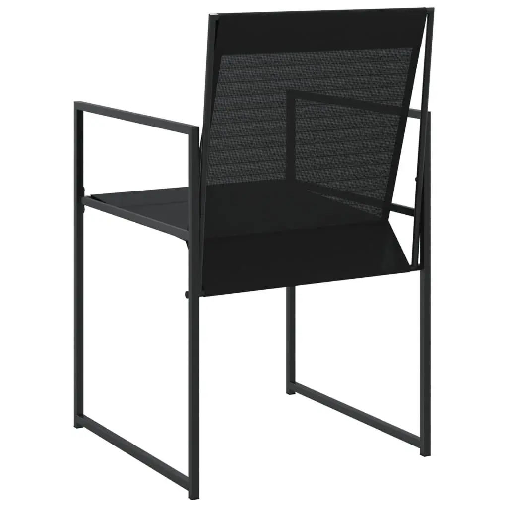 Outdoor Garden Chairs Steel Textilene Folding Backrest Black 4 Piece