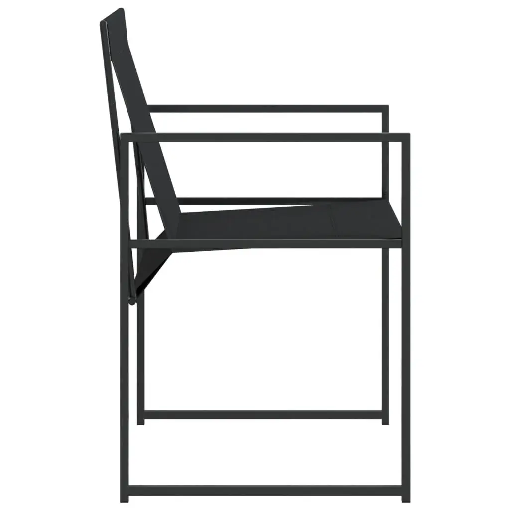 Outdoor Garden Chairs Steel Textilene Folding Backrest Black 4 Piece