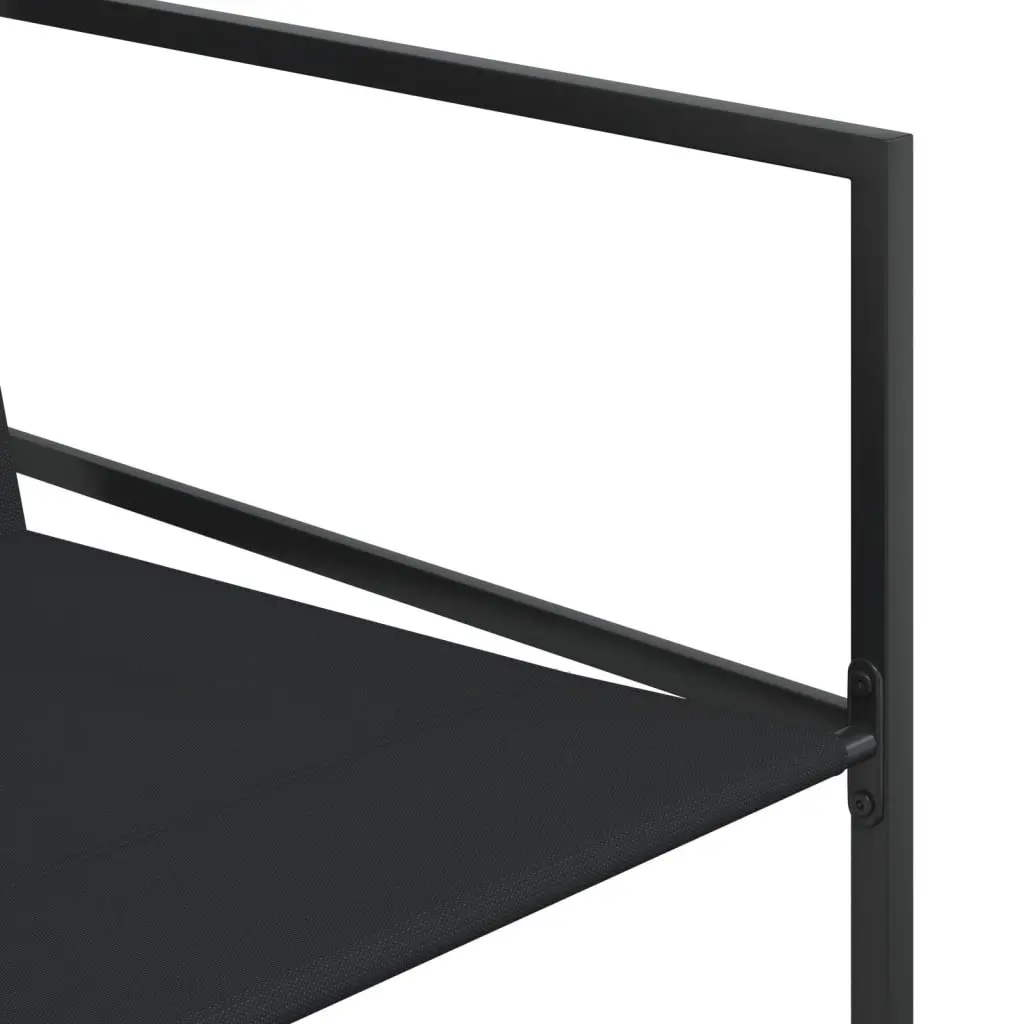 Outdoor Garden Chairs Steel Textilene Folding Backrest Black 4 Piece