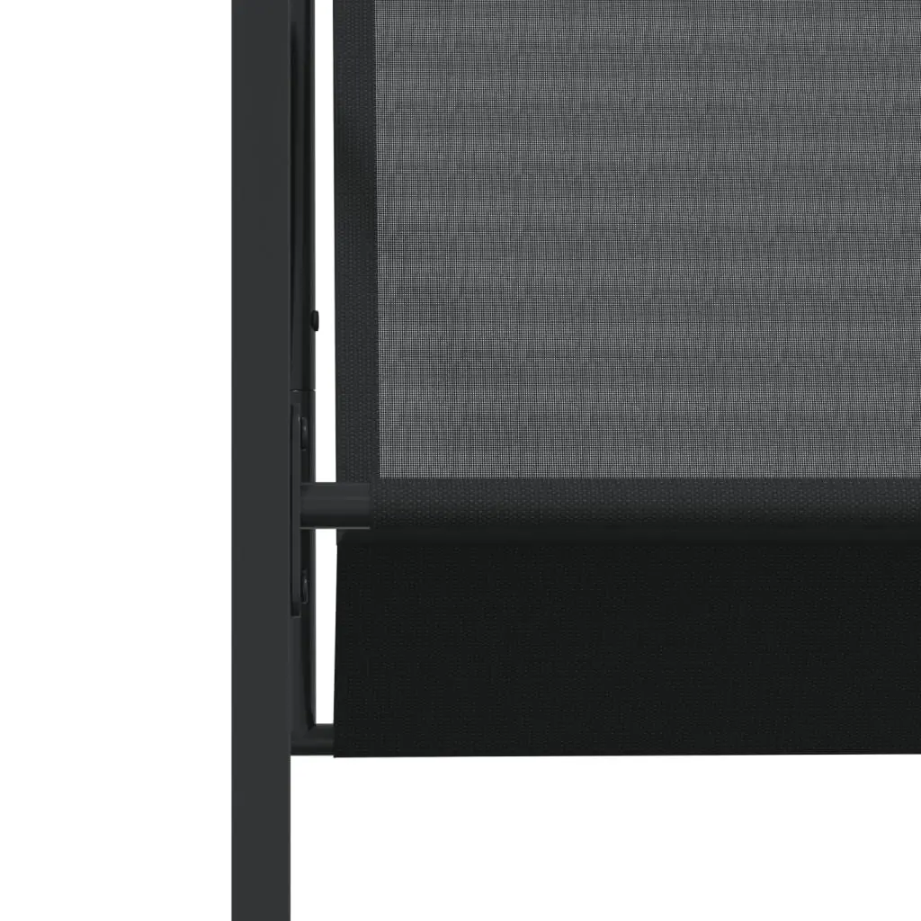 Outdoor Garden Chairs Steel Textilene Folding Backrest Black 4 Piece