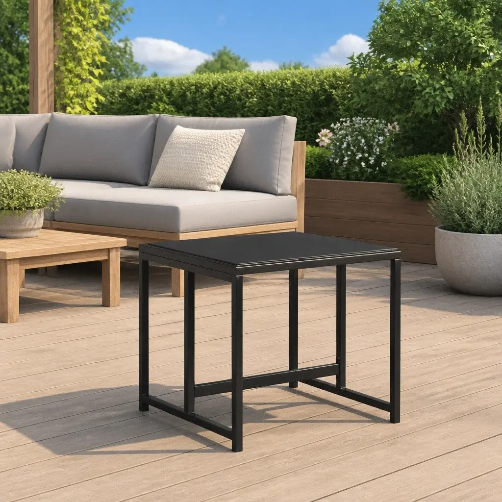 4-Piece Outdoor Garden Stools with Steel Frame