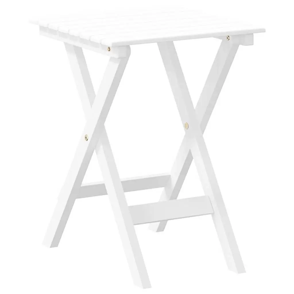 Foldable Side Table Poplar Wood White Lightweight Portable
