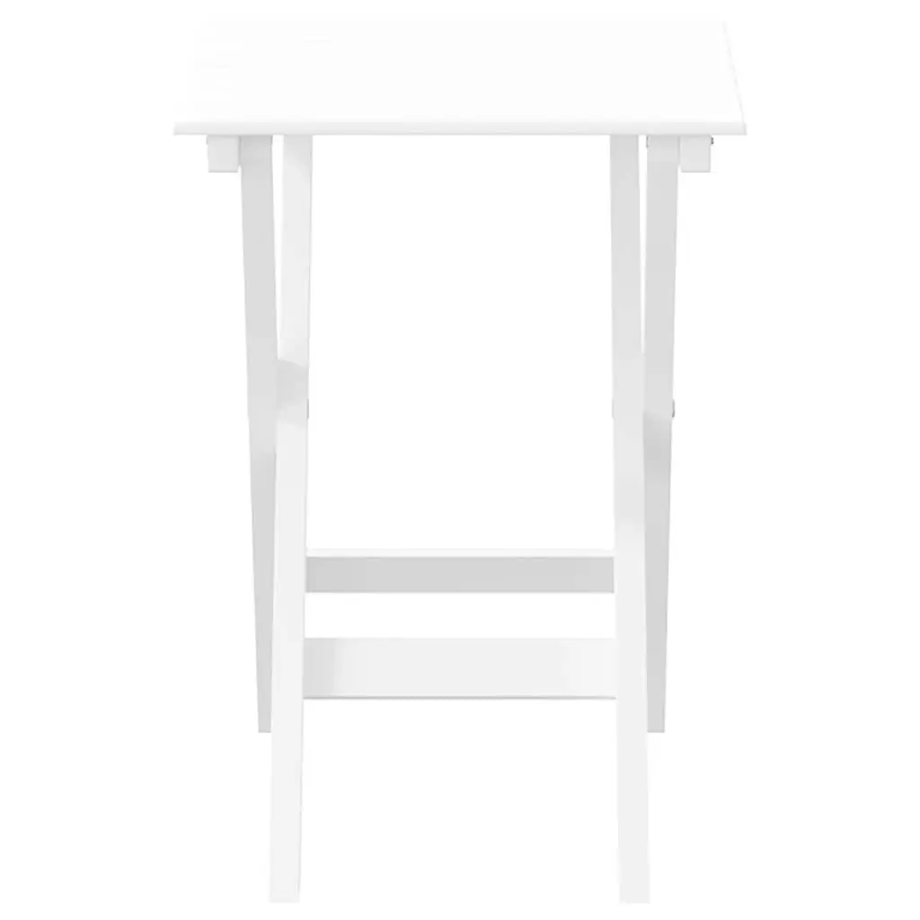 Foldable Side Table Poplar Wood White Lightweight Portable