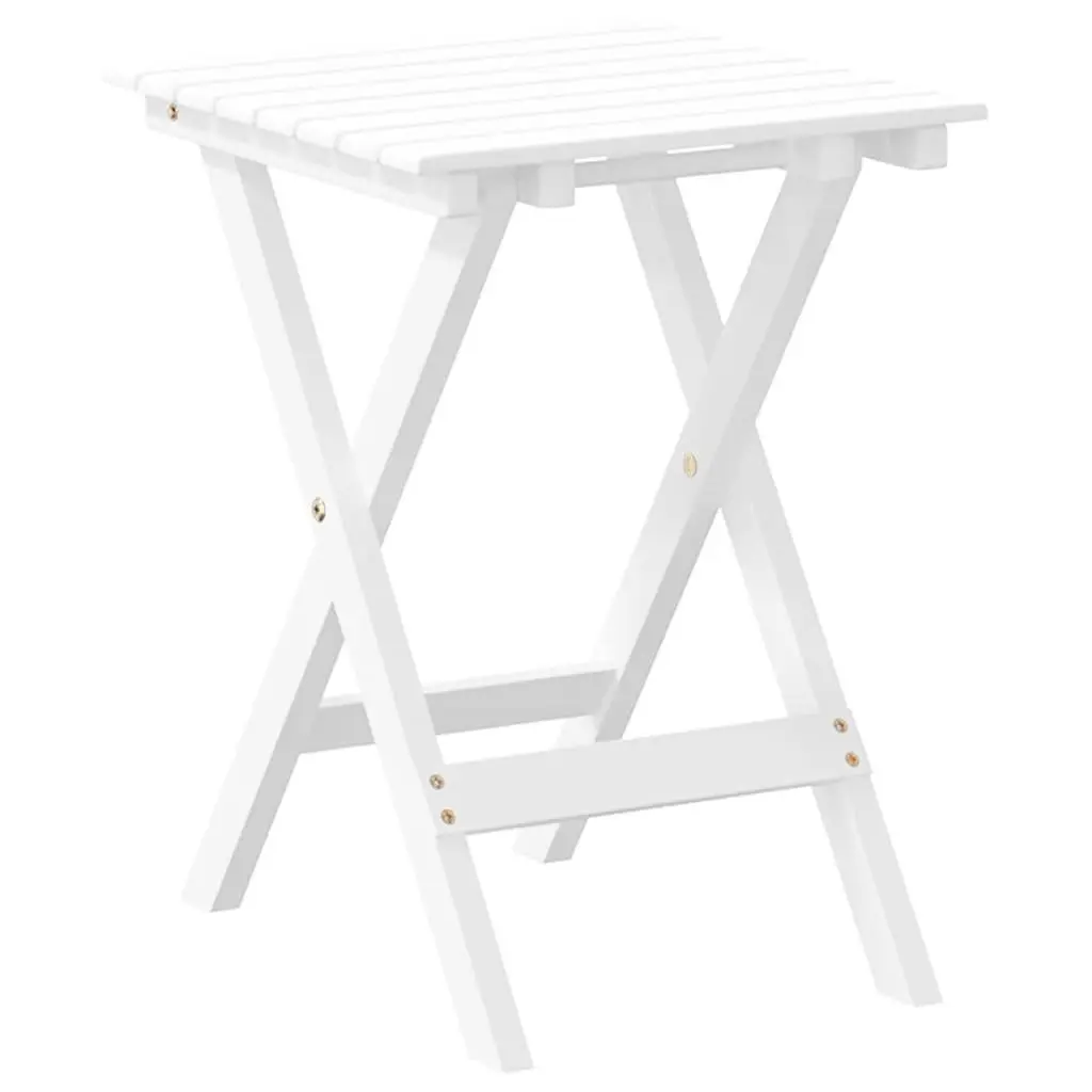 Foldable Side Table Poplar Wood White Lightweight Portable