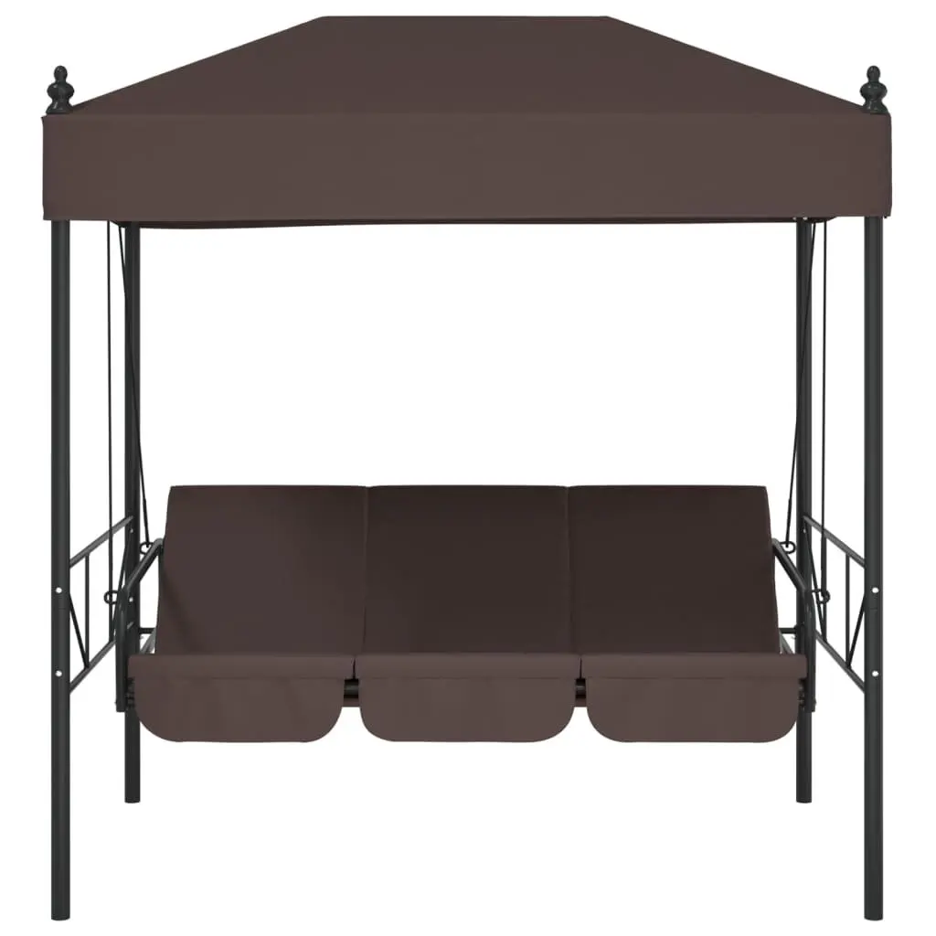 Garden Swing Bench Polyester Canopy Brown Outdoor Patio Seating 2-in-1 Lounge Chair