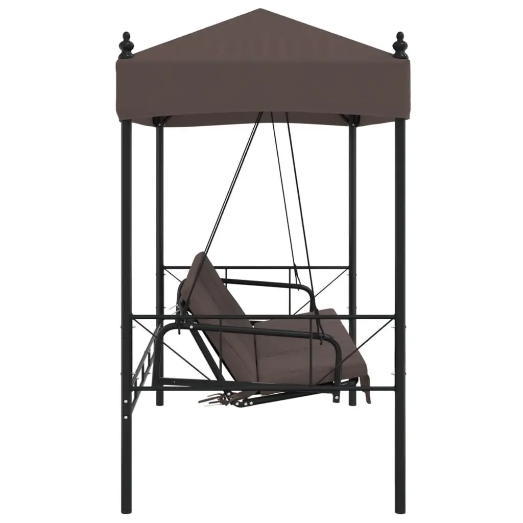 Garden Swing Bench Polyester Canopy Brown Outdoor Patio Seating 2-in-1 Lounge Chair
