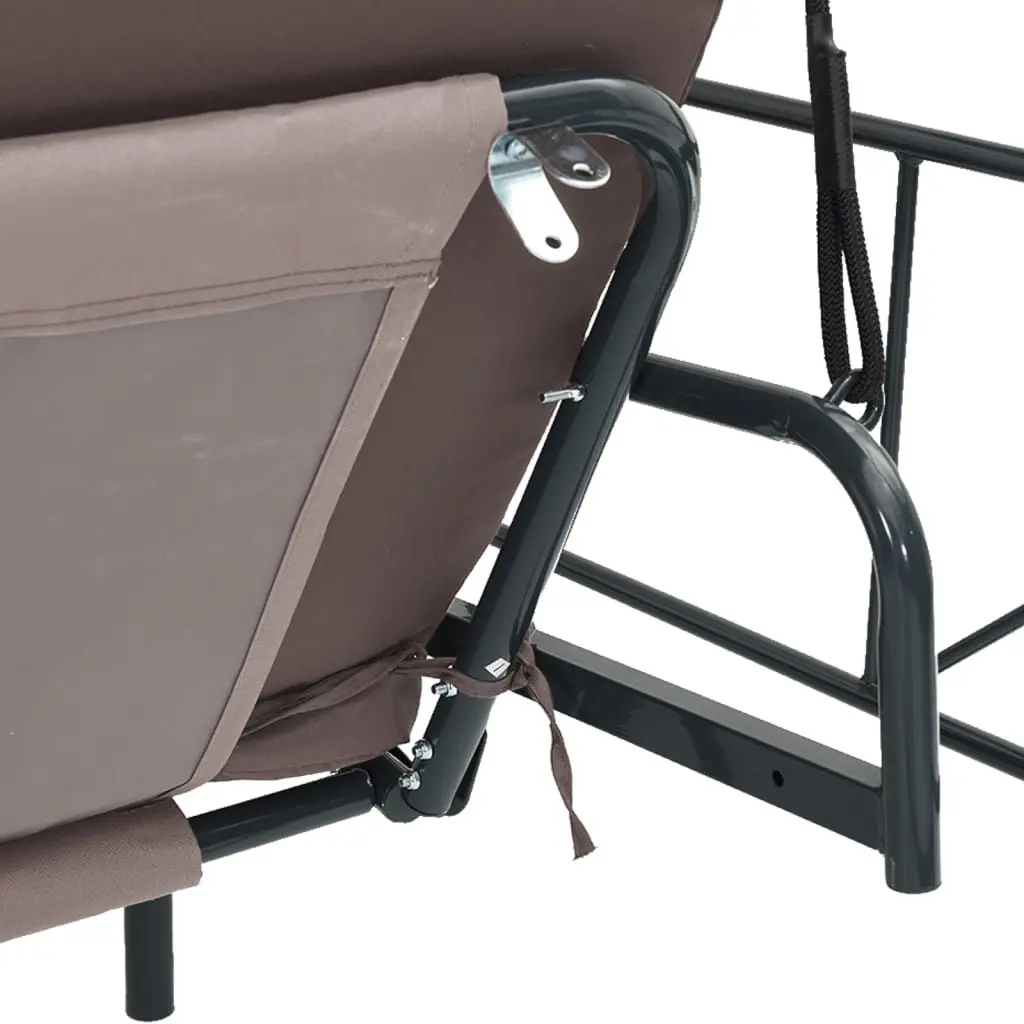 Garden Swing Bench Polyester Canopy Brown Outdoor Patio Seating 2-in-1 Lounge Chair