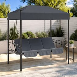 Garden Swing Bench with Canopy Grey Outdoor Patio Chair Seating Furniture