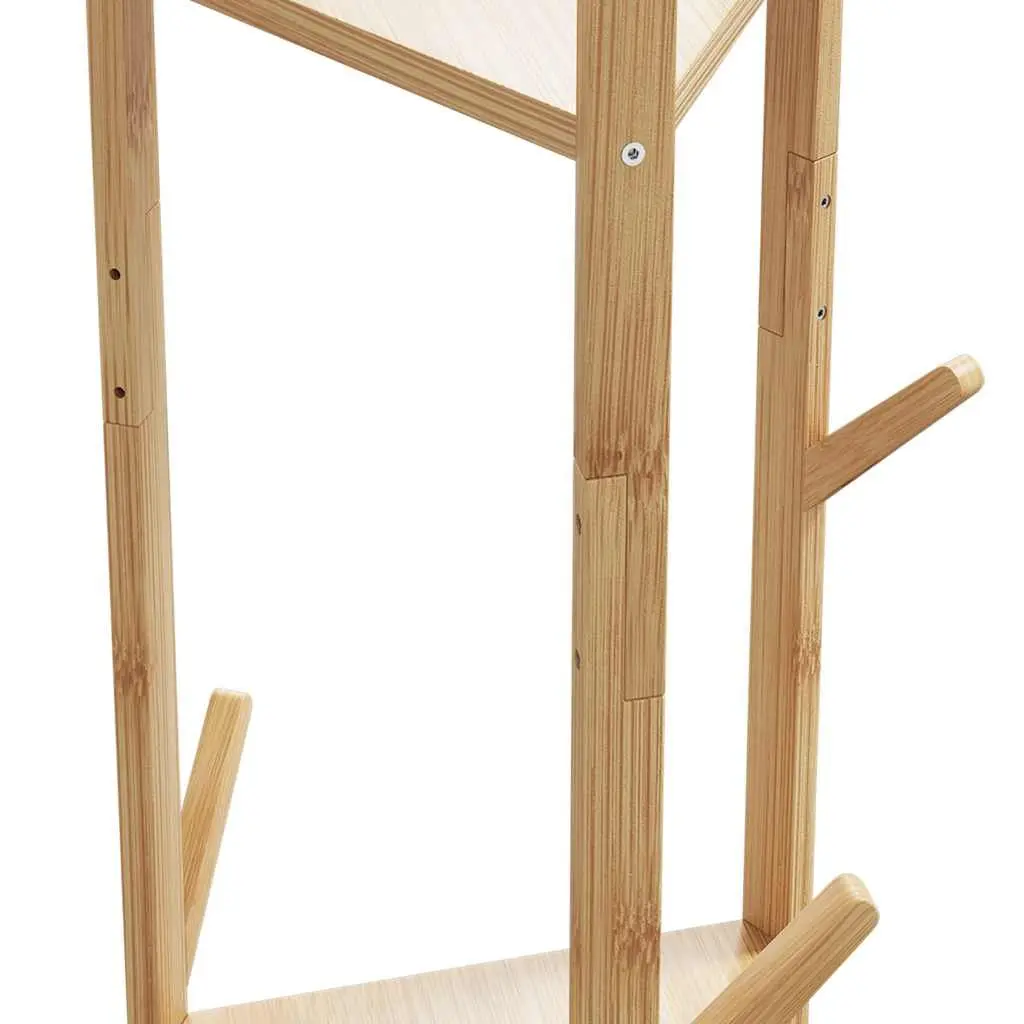 Bamboo Coat Stand with Hooks and Shelves