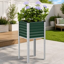 Durable Green Garden Planter Box 45x45x88 cm Steel Stand