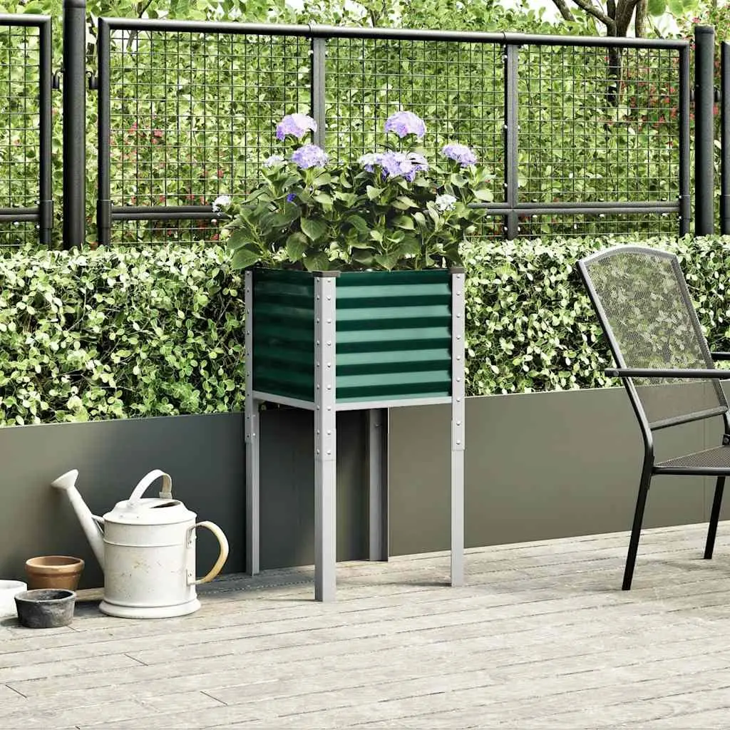 Green Garden Planter Box 45x45x88 cm Steel Stand