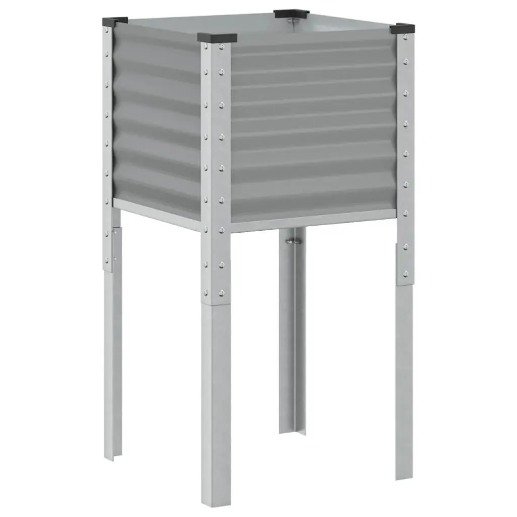 Garden Planter Box Steel 45x45x88 cm Grey