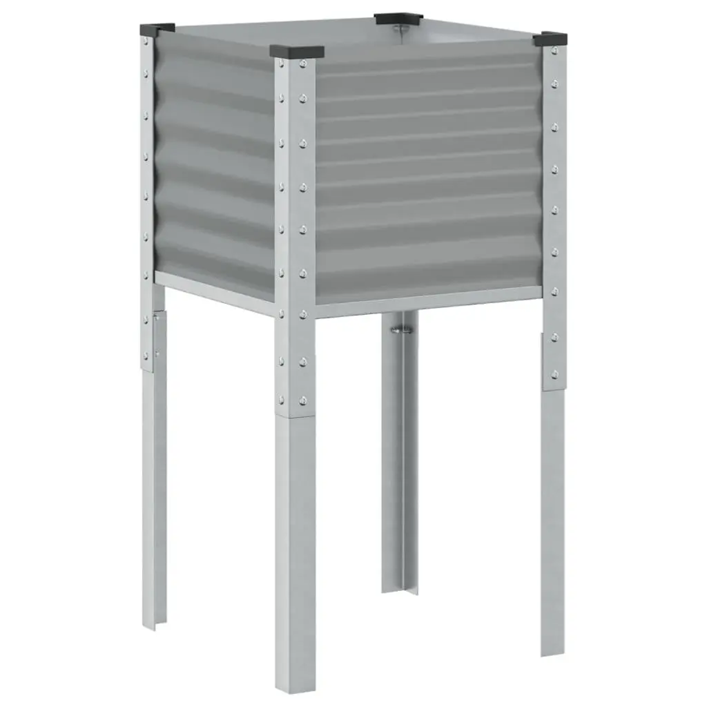 Garden Planter Box Steel 45x45x88 cm Grey