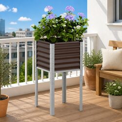 Sturdy Brown Steel Garden Planter Box for Outdoor Spaces