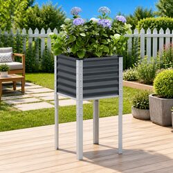 Durable Steel Garden Planter Box in Anthracite 45x45x88cm