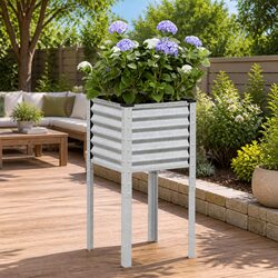 Sturdy Steel Garden Planter Box 45x45x88 cm for Outdoors