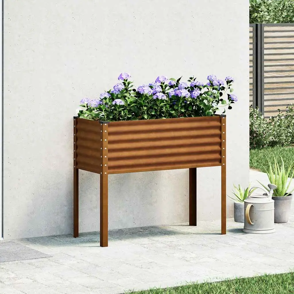 Garden Planter Box Steel 100x45x90 cm Brown