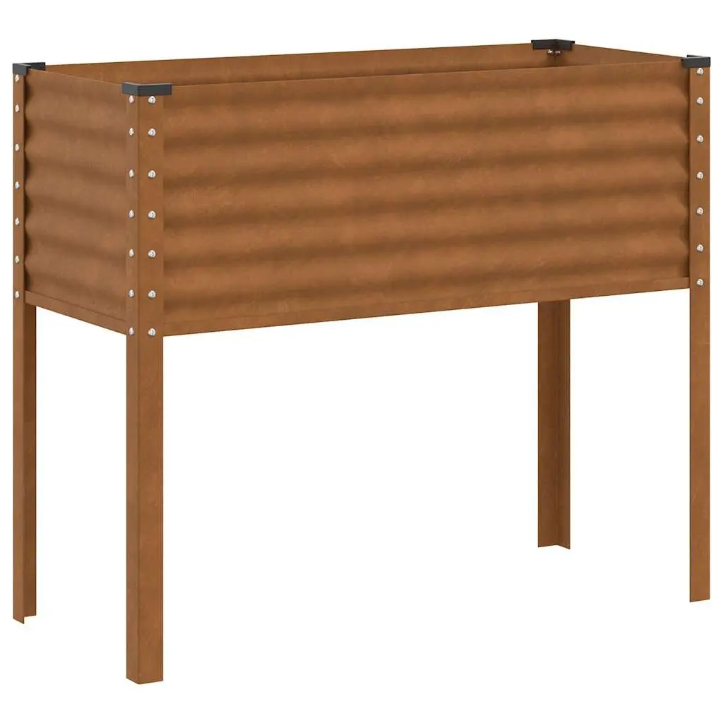 Garden Planter Box Steel 100x45x90 cm Brown