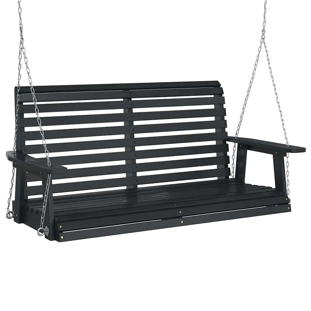 Black Garden Swing Bench with Metal Chains