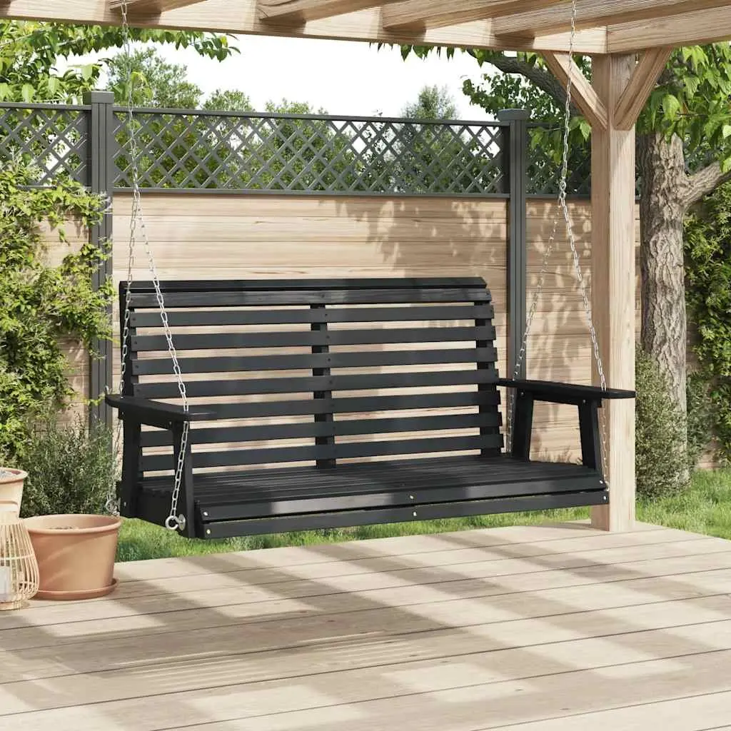 Black Garden Swing Bench with Metal Chains