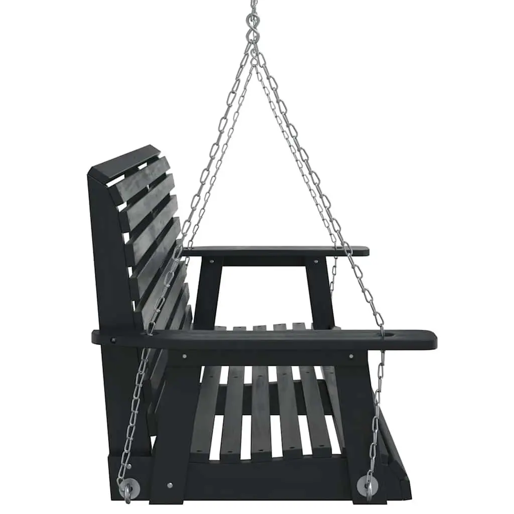 Black Garden Swing Bench with Metal Chains