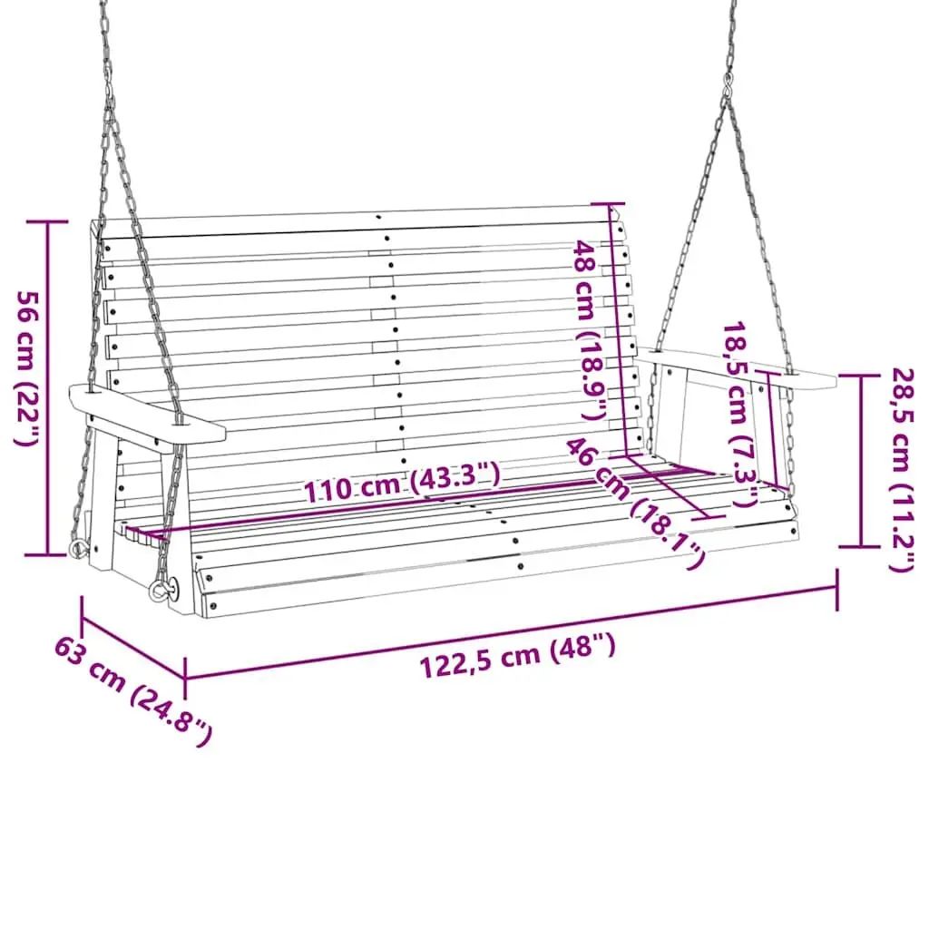 Black Garden Swing Bench with Metal Chains