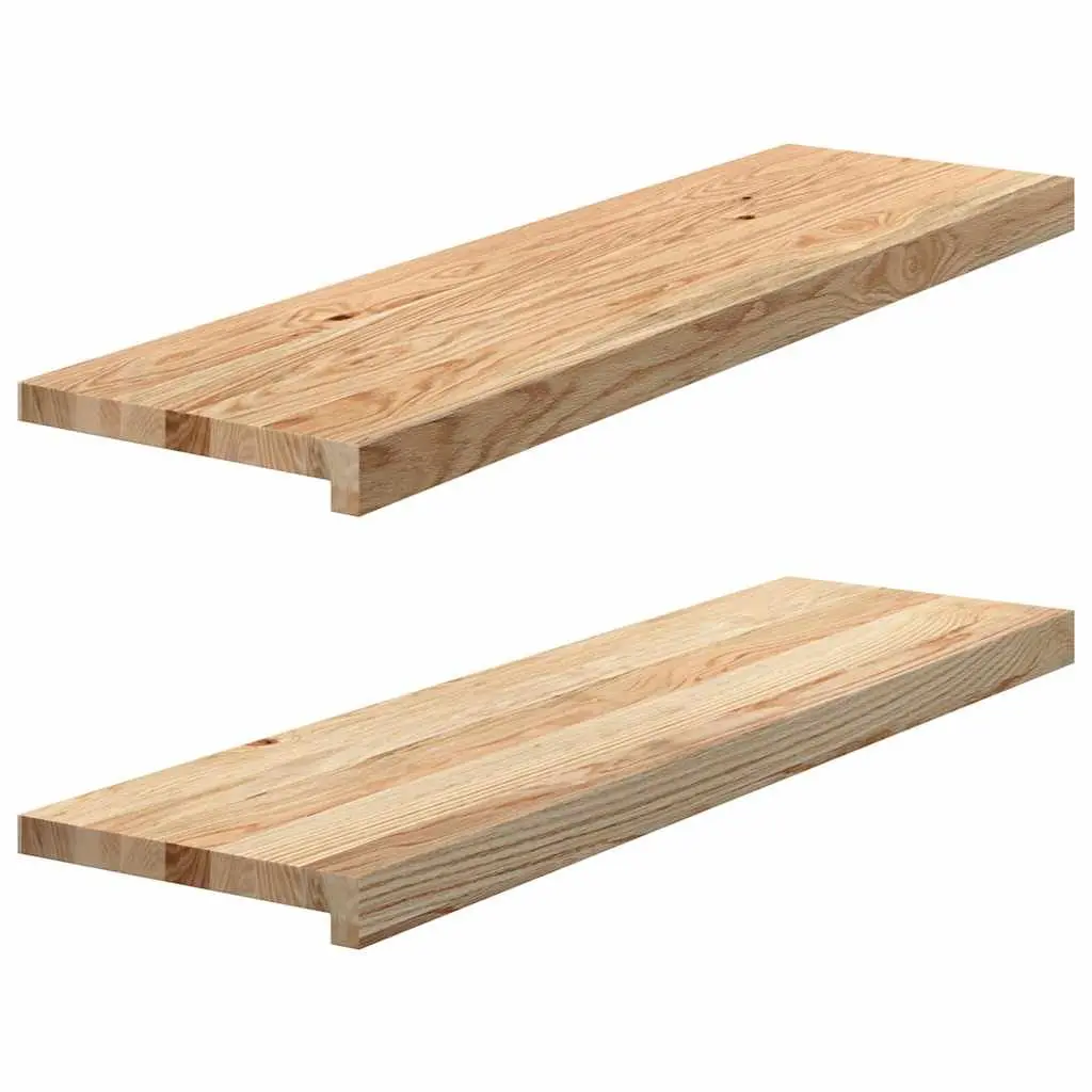 Window Sills 2 pcs Untreated Solid Oak Wood 90x25x2 cm Brown Natural Ledge