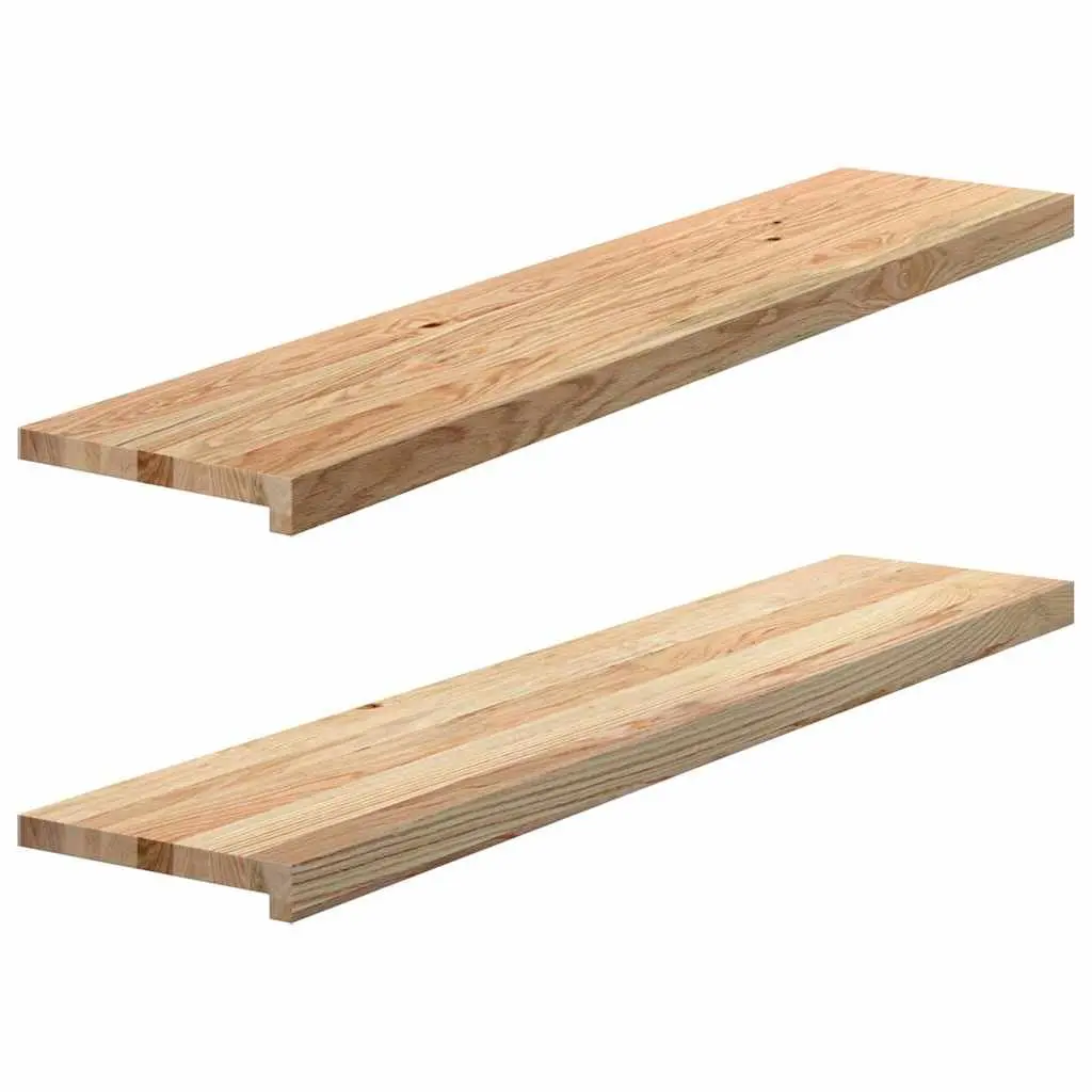 Window Sills Untreated Solid Oak Wood Brown 120x30x2 cm Display Ledge Set of 2