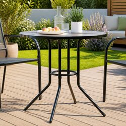 Durable Anthracite Round Patio Table with Mesh Top