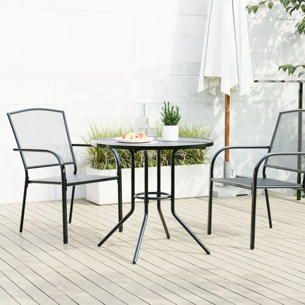 Anthracite Round Patio Table with Mesh Top