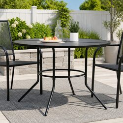 Anthracite Round Patio Table for Outdoor Dining 110cm