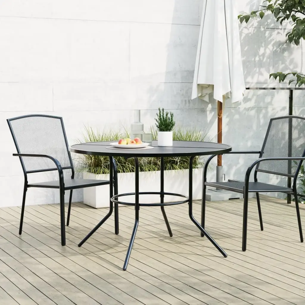 Anthracite Round Patio Table for Outdoor Dining 110cm
