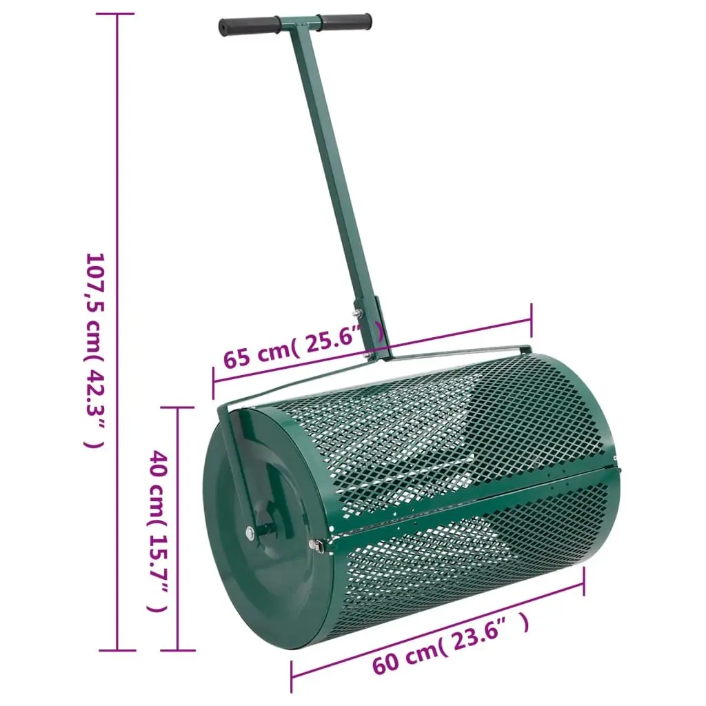 Compost Spreader Steel 75L Garden Lawn Roller Fertilizer Manure Aerator Tool