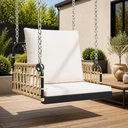Durable Outdoor Swing Chair with Cushions in Brown