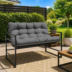 Durable Outdoor Garden Bench with Cushion 113cm Anthracite