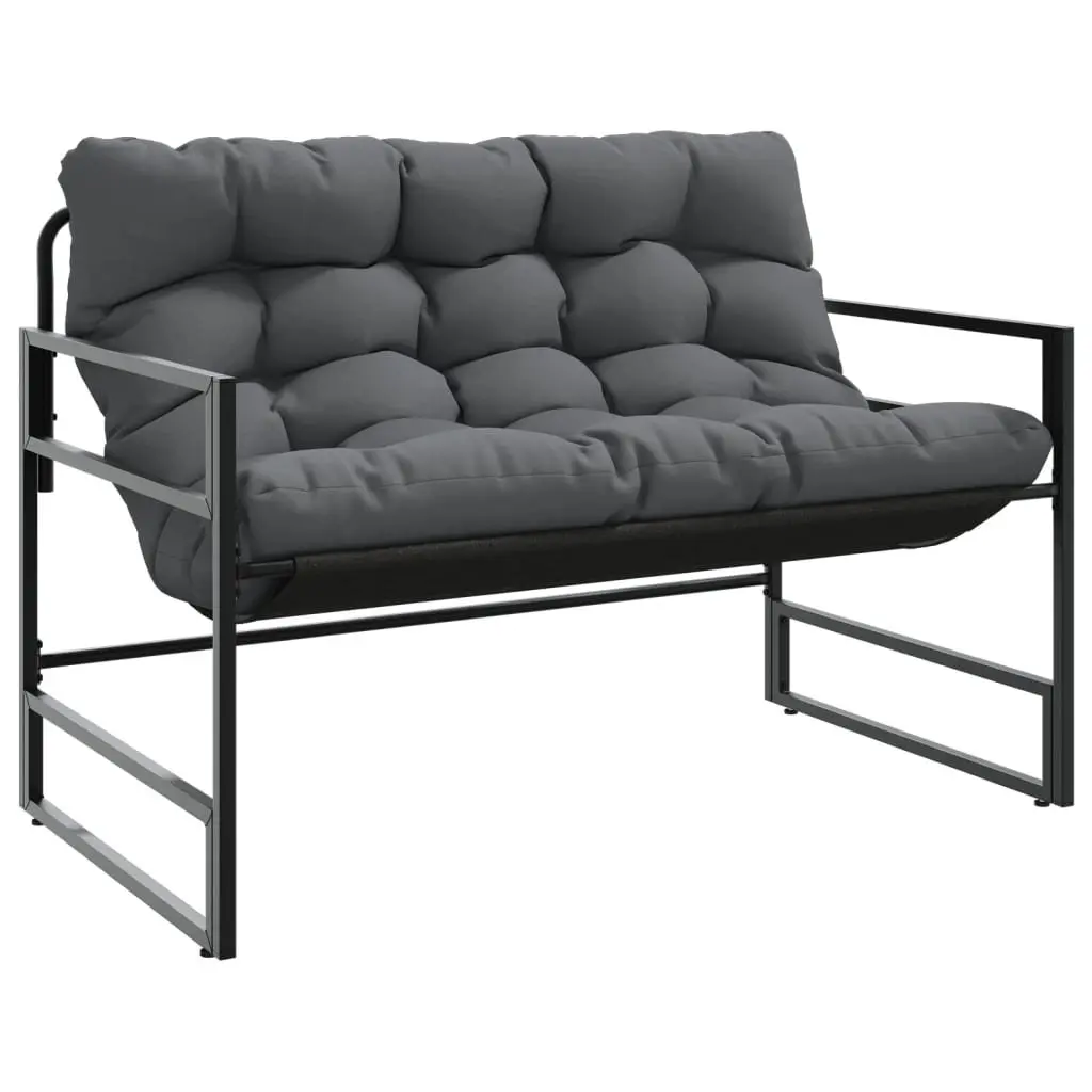 Garden Bench Steel Frame 113cm Anthracite Cushion Textilene