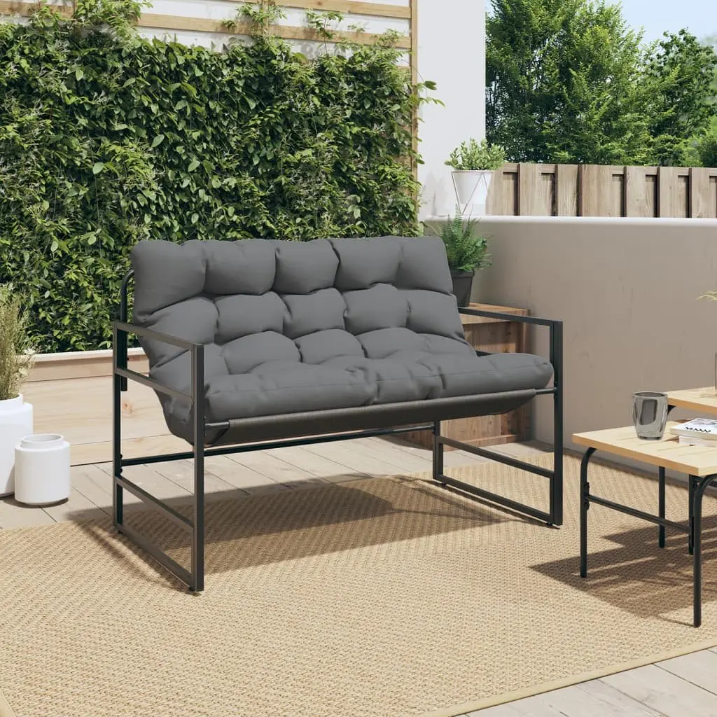 Garden Bench Steel Frame 113cm Anthracite Cushion Textilene