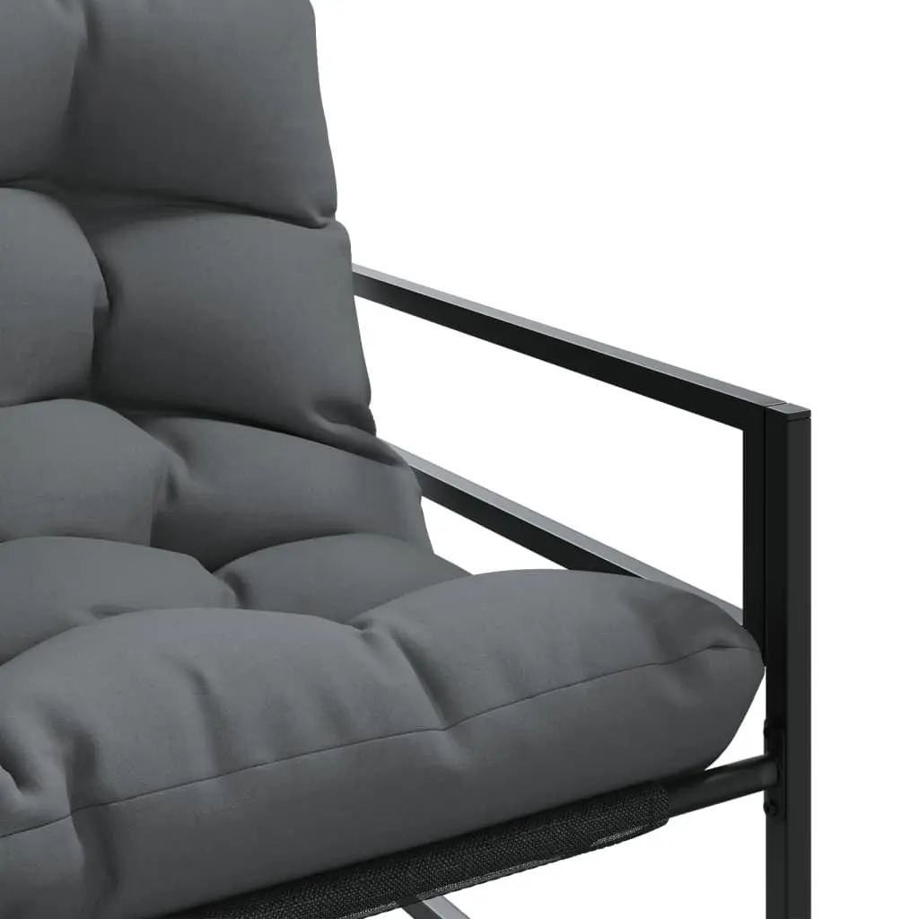 Garden Bench Steel Frame 113cm Anthracite Cushion Textilene
