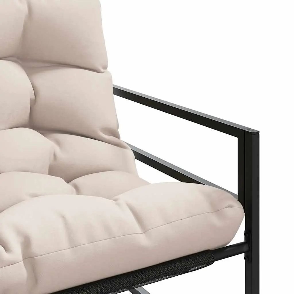 Garden Bench Outdoor Seating with Cushion Taupe 113cm Steel Frame