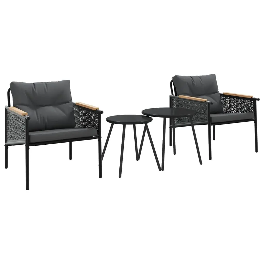Black Steel Frame Balcony Furniture Set for Outdoors