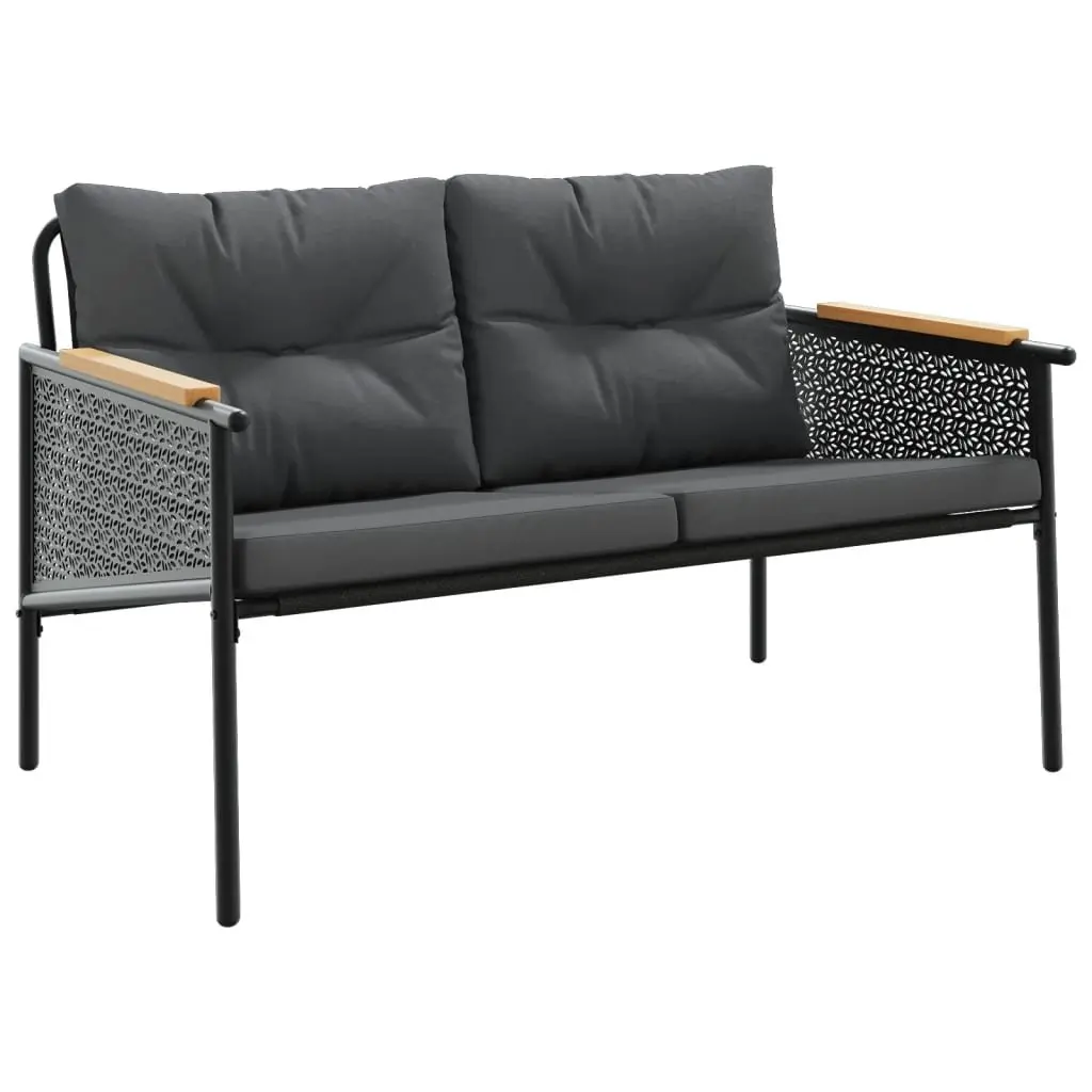 Garden Bench Steel Frame 116cm Black