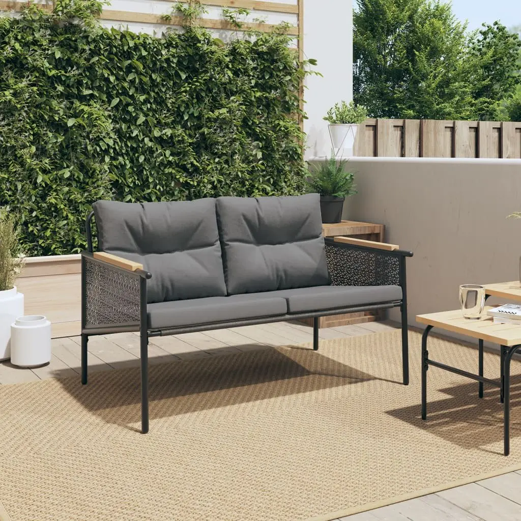Garden Bench Steel Frame 116cm Black