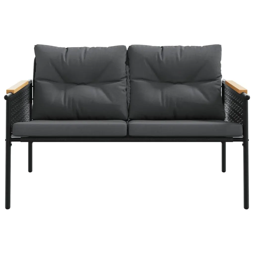 Garden Bench Steel Frame 116cm Black